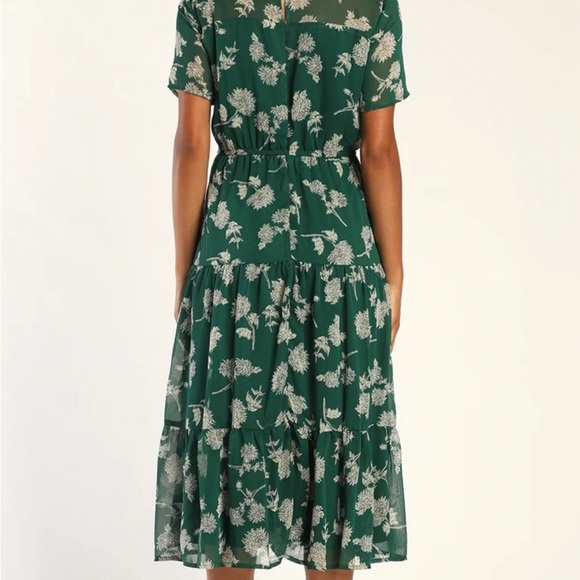 Floral Dressed Up Dark Green Floral Print Midi Dress - Picture 2 of 3